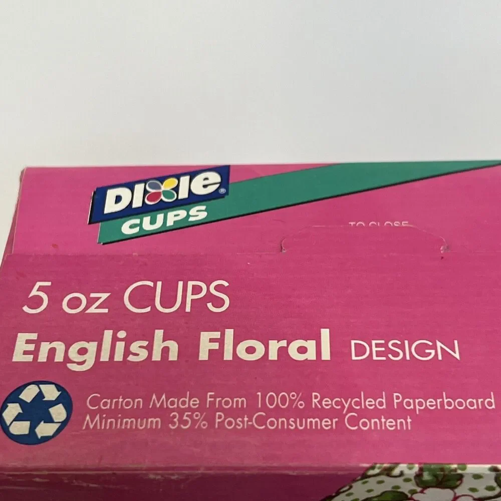 NEW Never Opened Dixie 5 oz Bathroom 100 Cups English Floral Design Vintage 1994